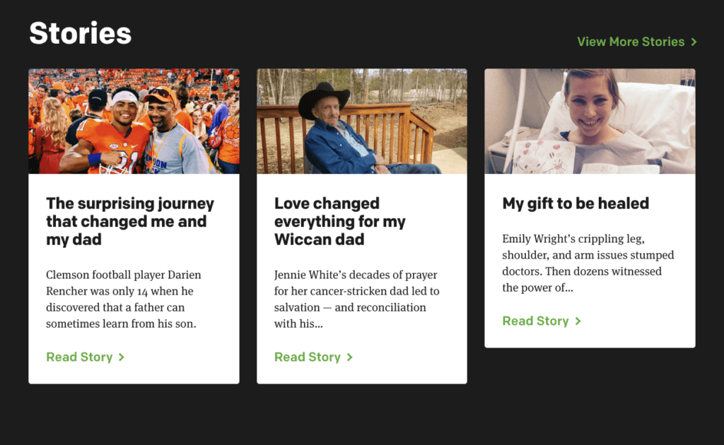 Best Church Websites Example: Stories